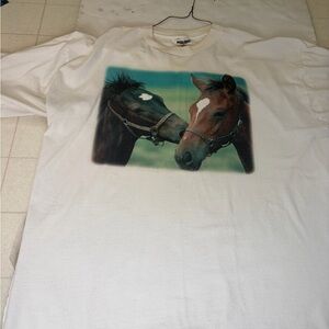 Jerzees white T-Shirt with Horse Graphic equine XL